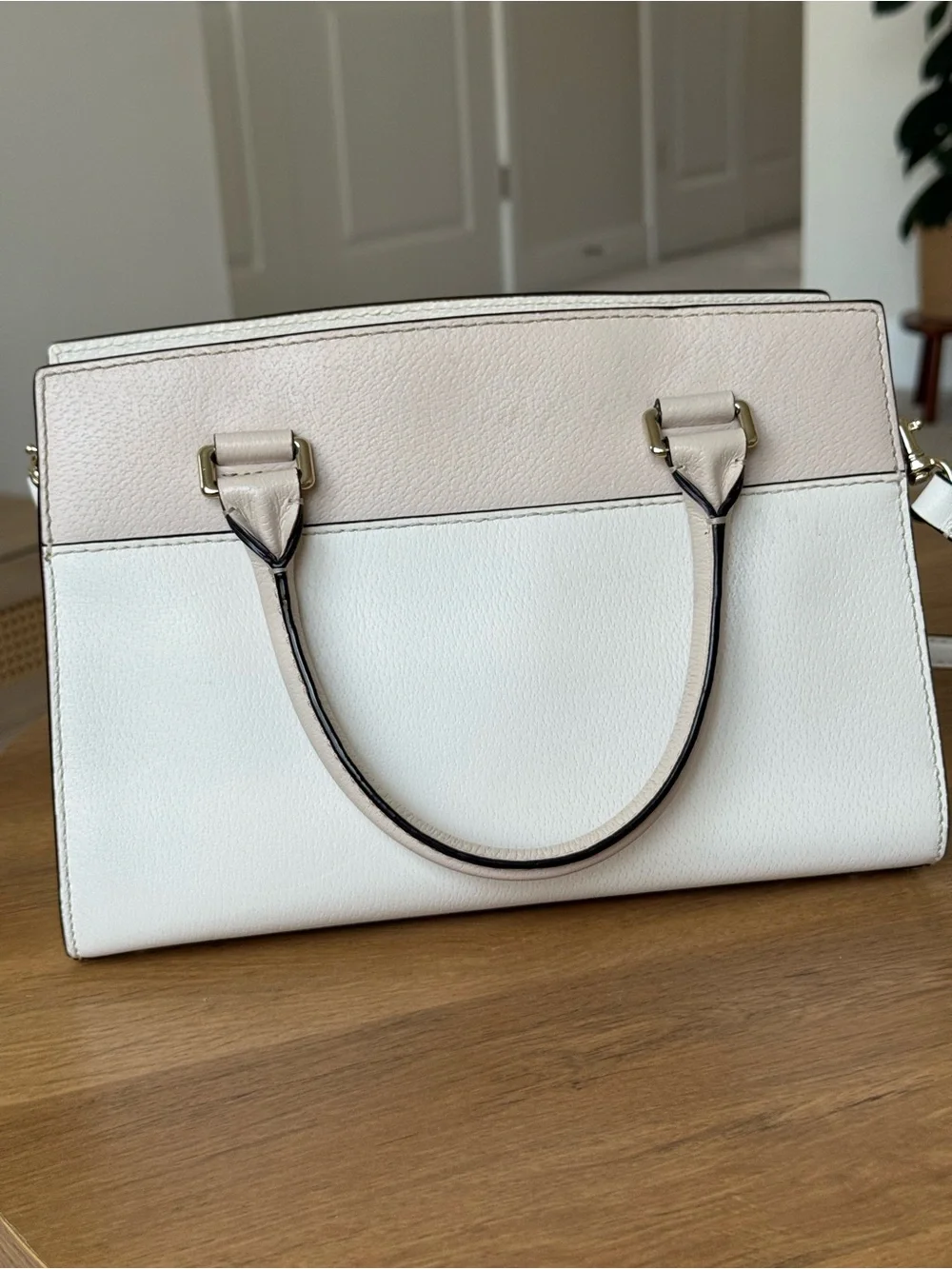 Kate Spade Grove Street Caley Satchel Cement Beige Pink White